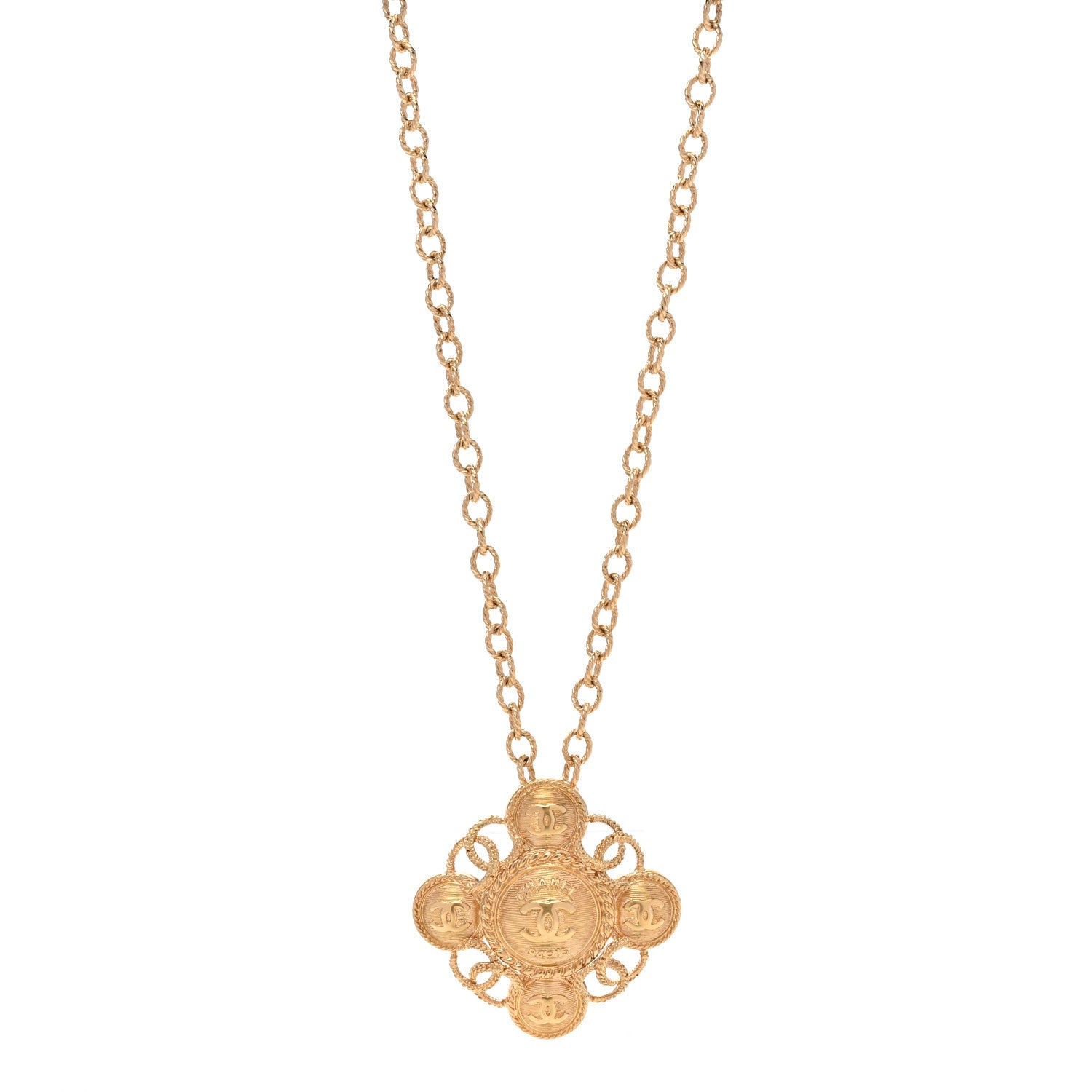 Chanel Metal CC Cross CC Necklace Gold 1 of 5