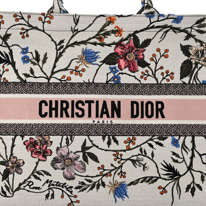 Christian Dior Canvas Embroidered Large Rosa Mutabilis Book Tote White Multicolor 7 of 9