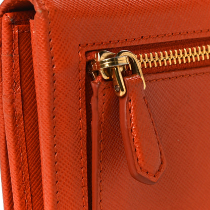 Prada Saffiano Metal Continental Flap Wallet Papaya 14 of 14