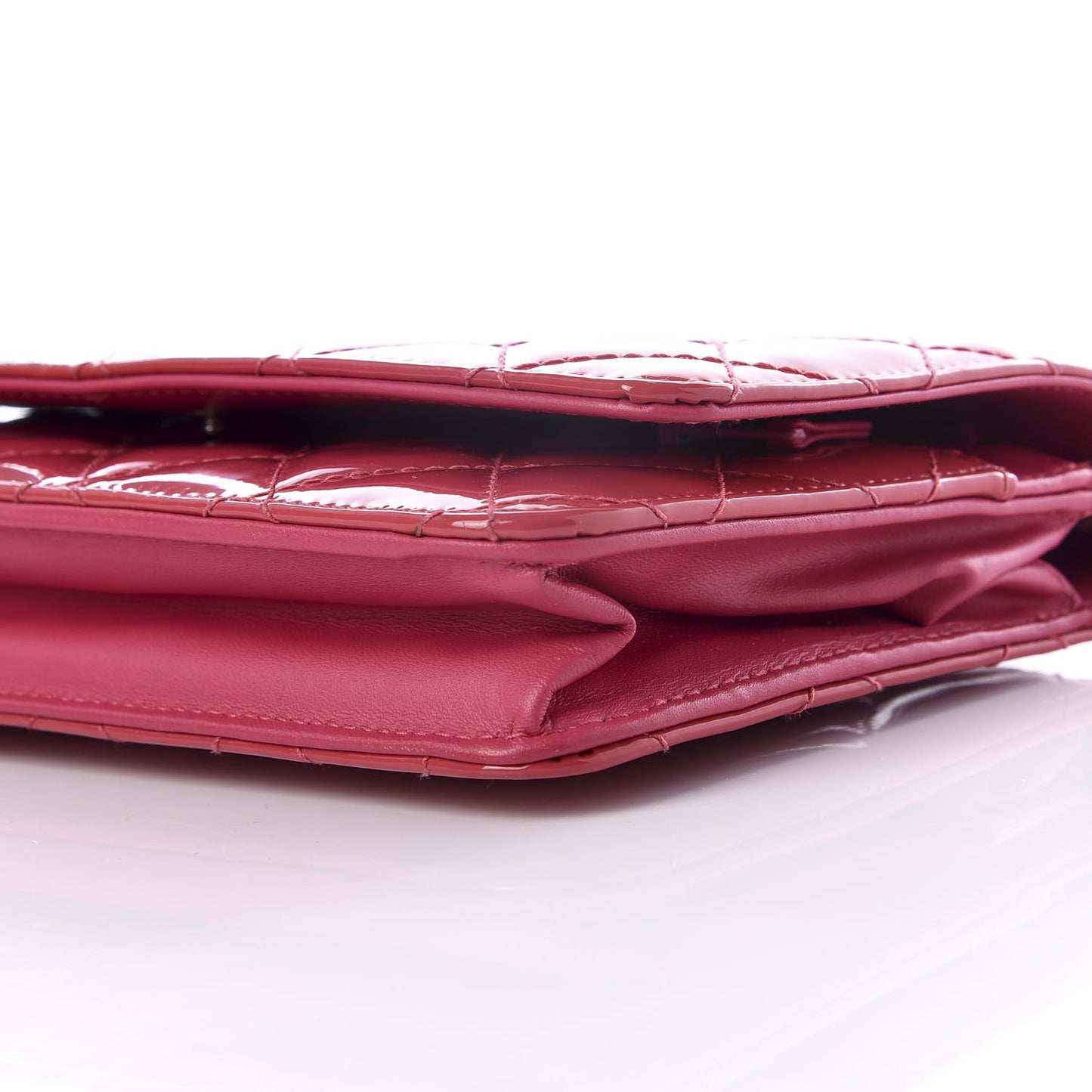 Patent Quilted Wallet On Chain WOC Pink