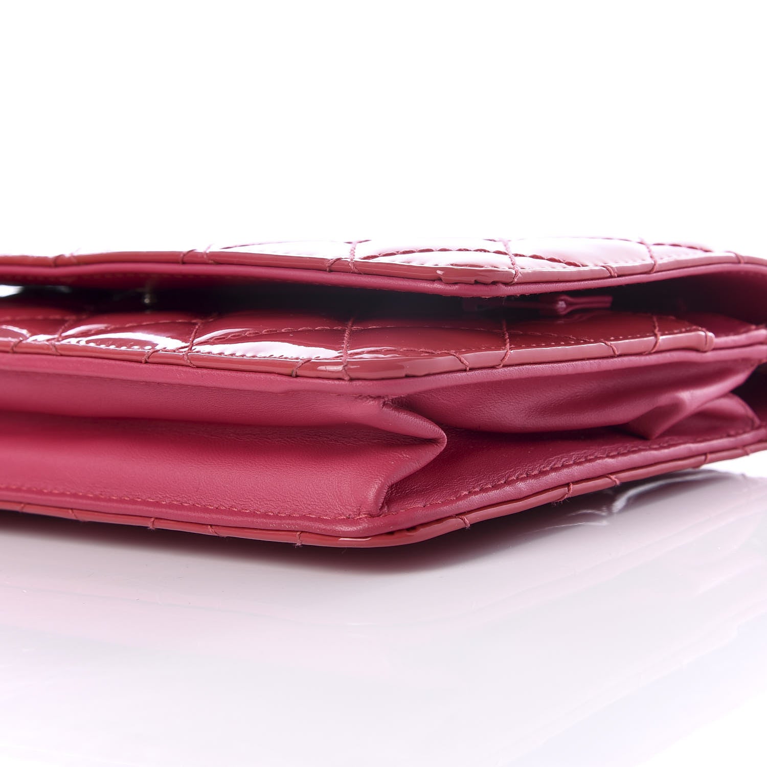 Chanel Patent Quilted Wallet On Chain WOC Pink 9 of 10