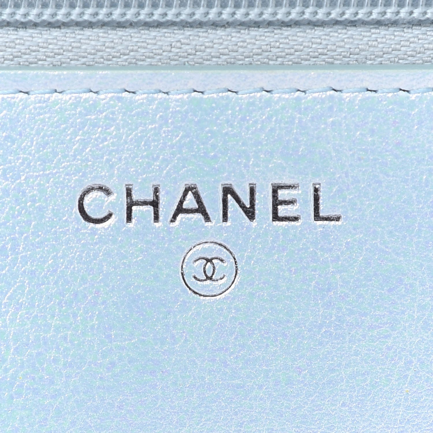 Chanel Iridescent Calfskin Quilted Wallet On Chain WOC Light Blue 6 of 10