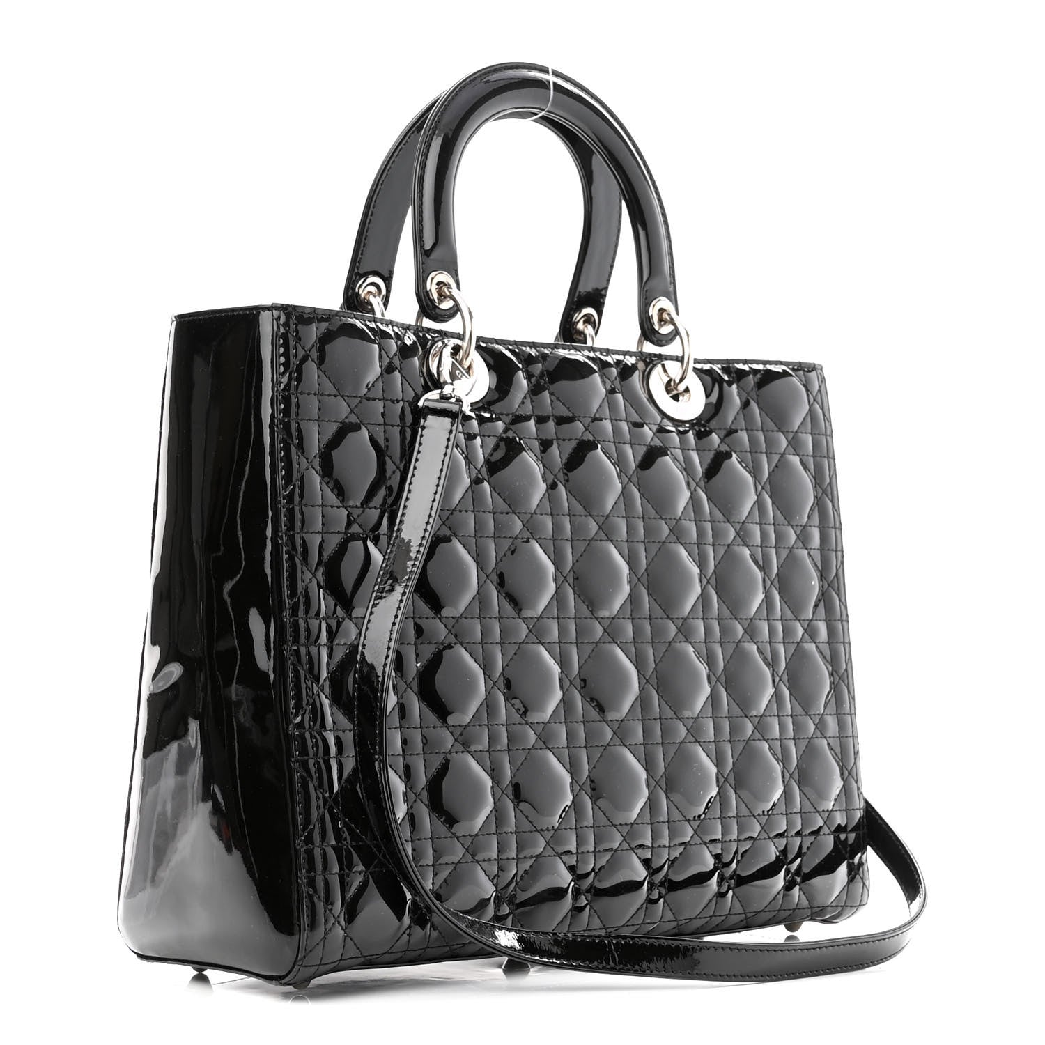 Christian Dior Patent Cannage Large Lady Dior Black 3 of 10