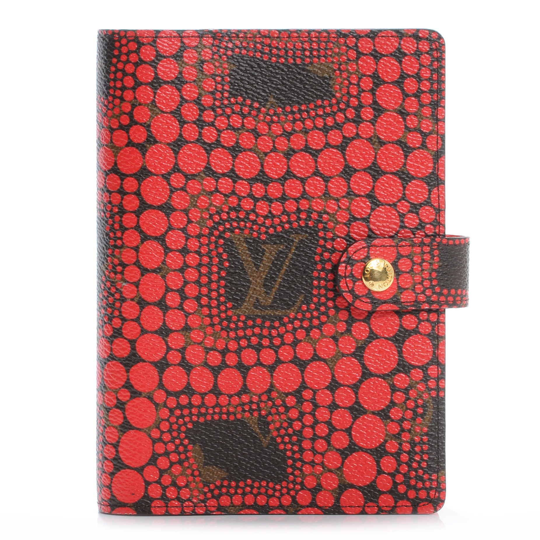 Louis Vuitton Monogram Kusama Town Small Ring Agenda Cover Red 1 of 7