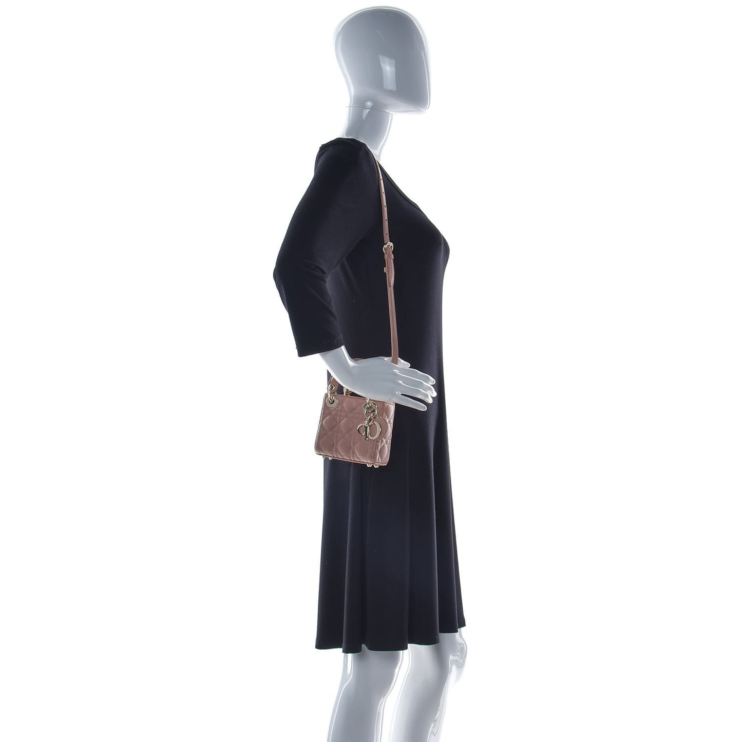 Lambskin Cannage Micro Lady Dior Rose Des Vents