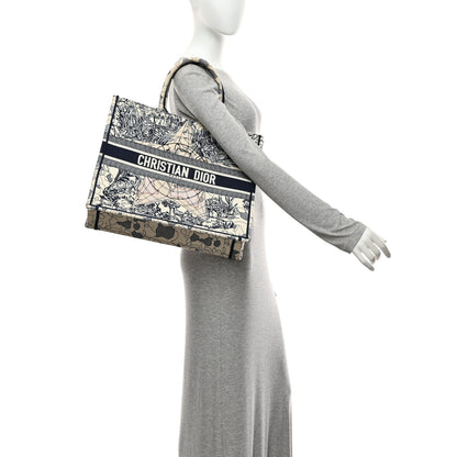 Christian Dior Canvas Embroidered Large Around The World Book Tote Blue 2 of 11