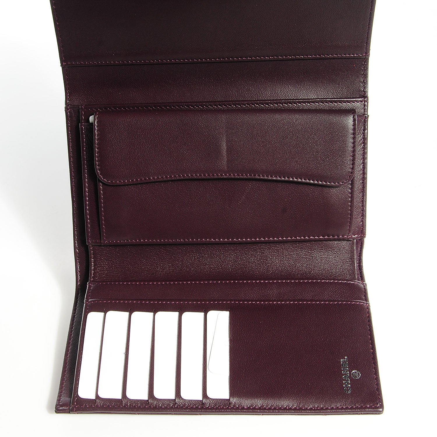 Chanel Lambskin Quilted Large Flap Wallet Plum 5 of 7