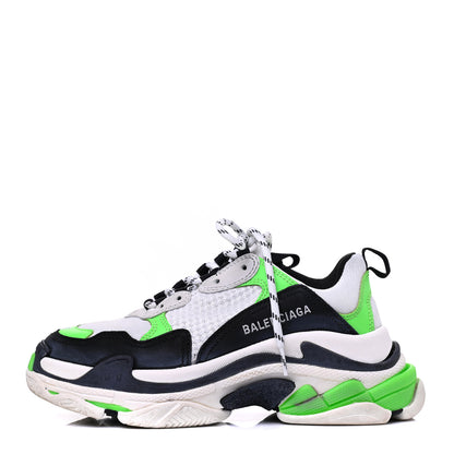 Balenciaga Fabric Mesh Womens Triple S Sneakers 37 White Green Fluo Black 1 of 13