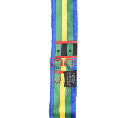 Hermes Silk Rocabar Twilly Bleu Royal Jaune Vert 3 of 4