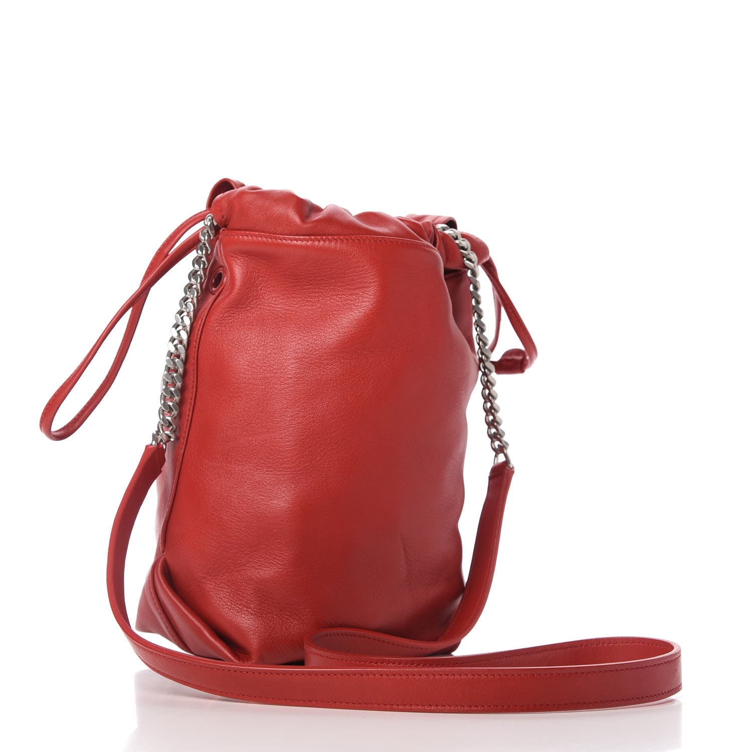 Saint Laurent Lambskin Small Teddy Bucket Bag Red 3 of 10