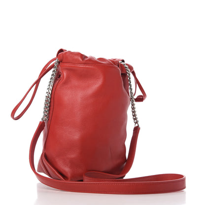 Saint Laurent Lambskin Small Teddy Bucket Bag Red 3 of 10