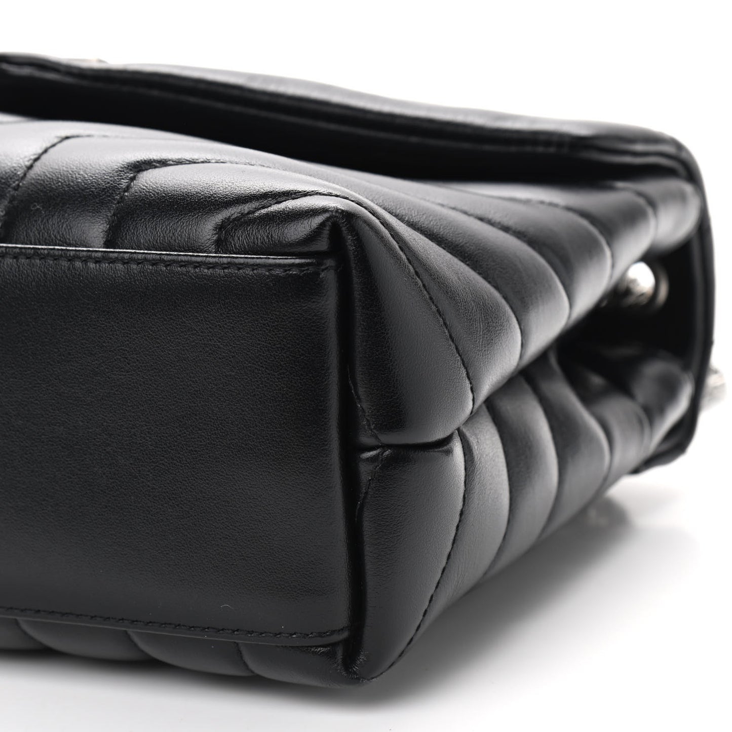 Calfskin Y Quilted Monogram Small Loulou Chain Satchel Black
