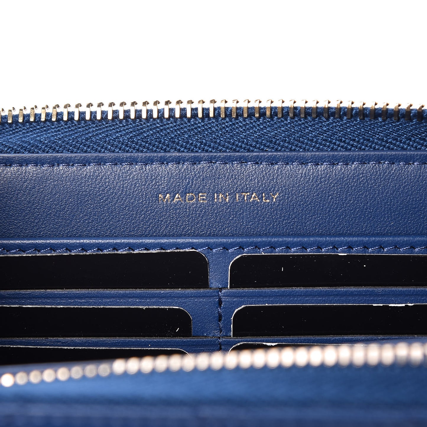 Lambskin Quilted Large Gusset Zip Around Wallet Dark Blue