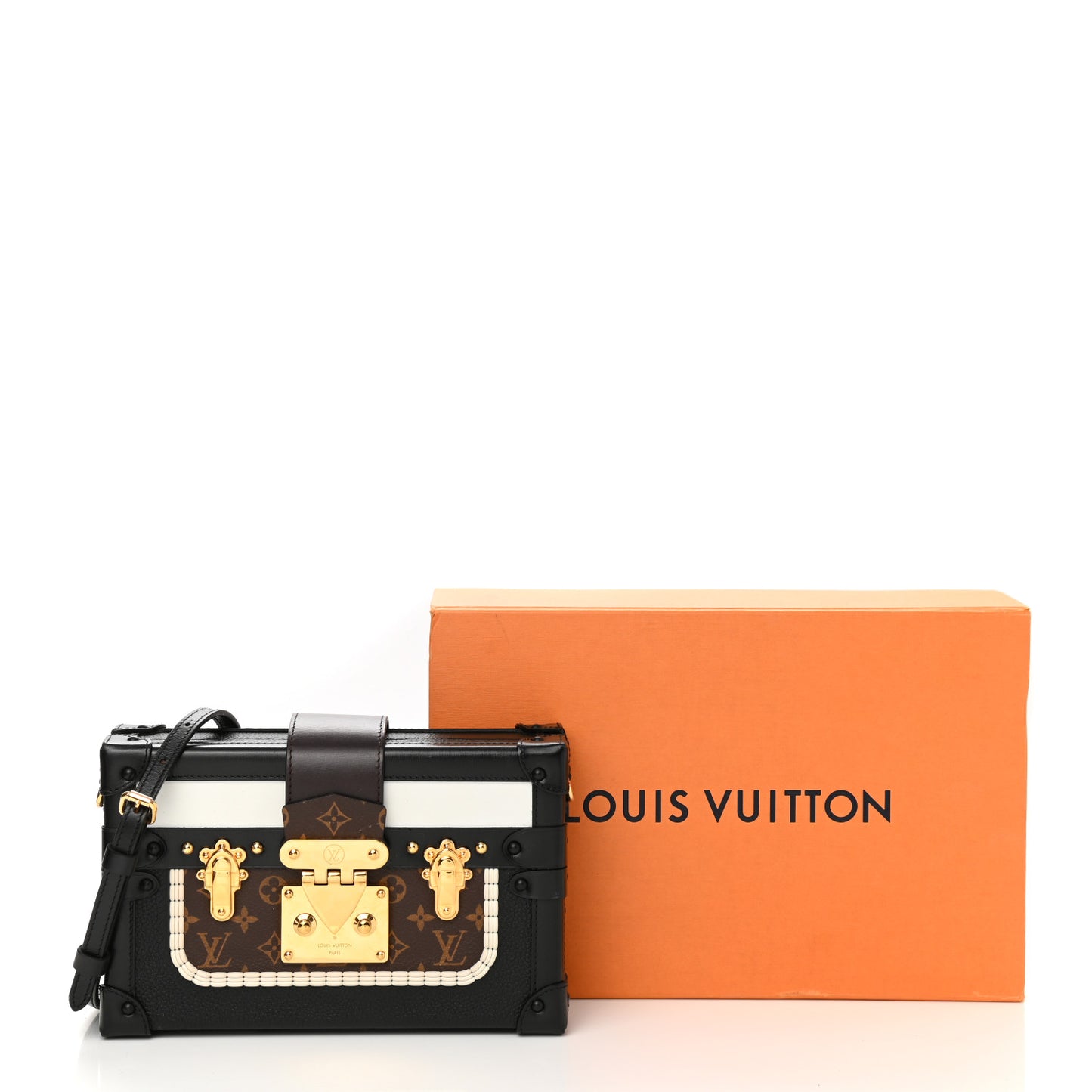 Monogram Calfskin Petite Malle Black White