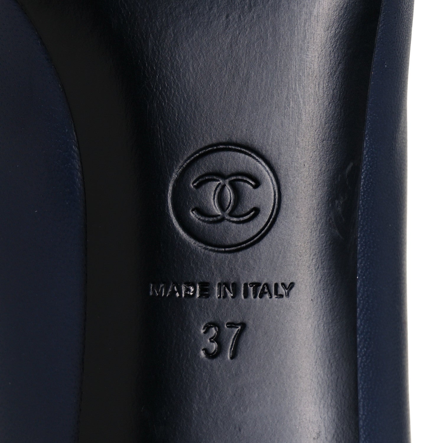 Chanel Lambskin CC Pumps 37 Navy 6 of 8