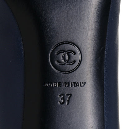 Chanel Lambskin CC Pumps 37 Navy 6 of 8
