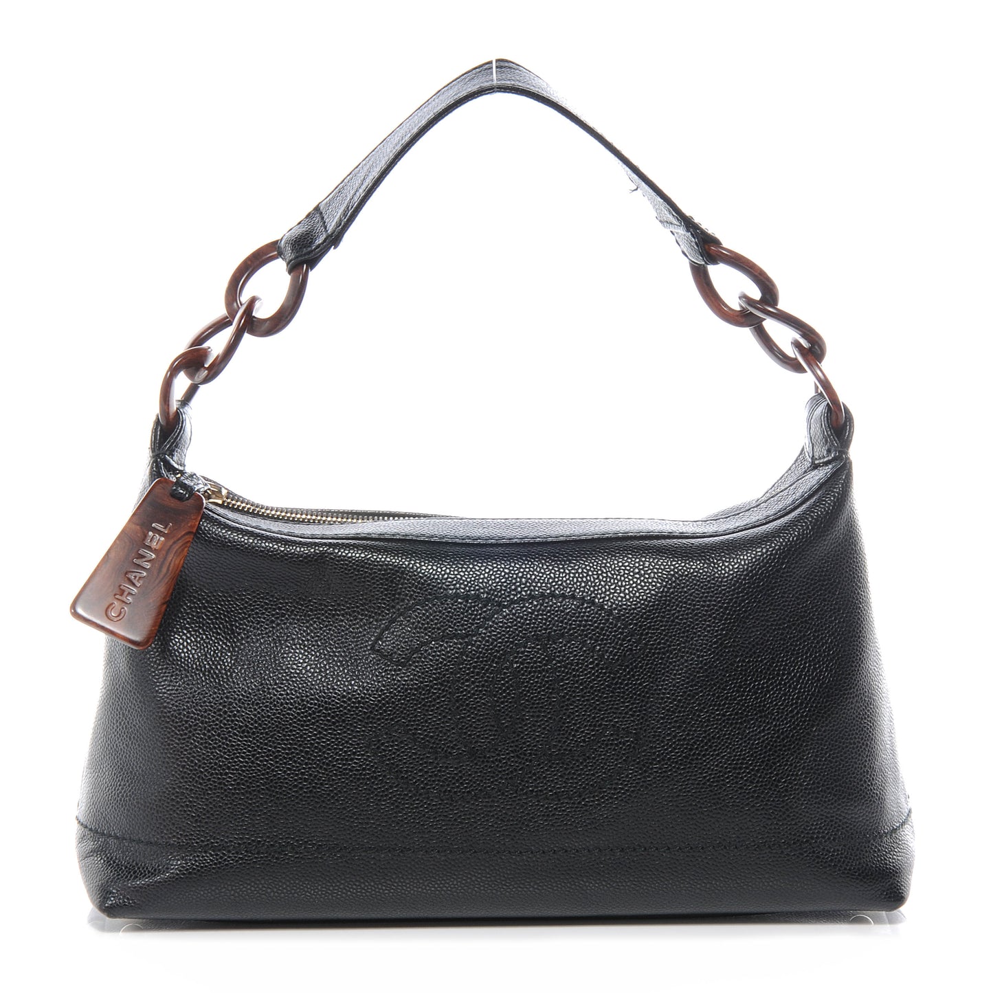 Caviar CC Wood Chain Hobo Black
