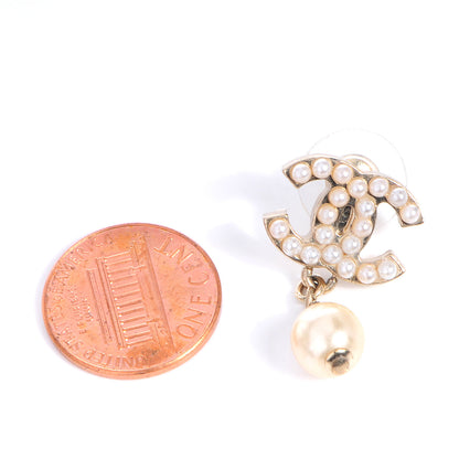 Chanel Pearl CC Drop Earrings Gold 2 of 5