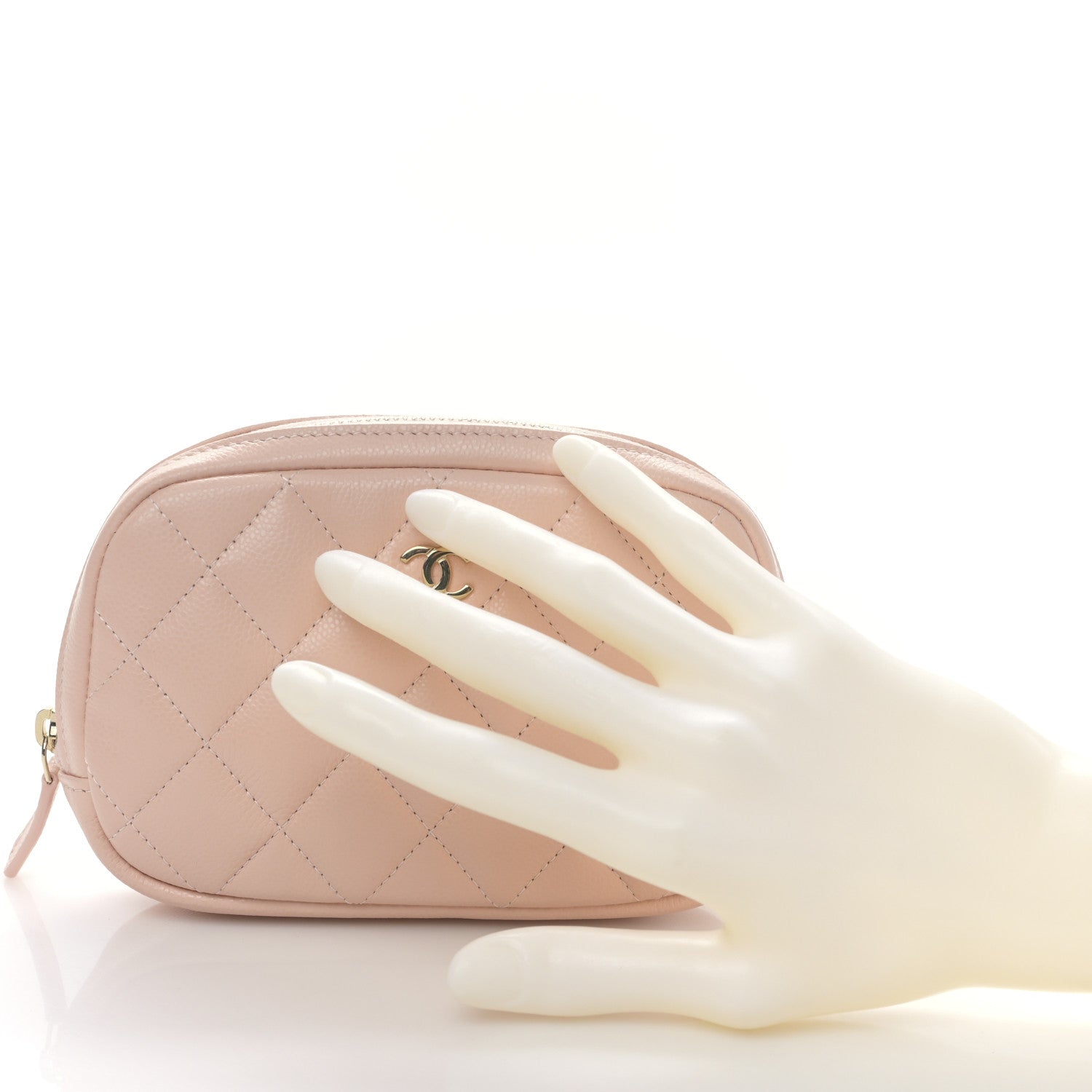 Chanel Caviar Quilted Small Curvy Pouch Cosmetic Case Light Pink 2 of 9
