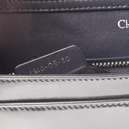 Christian Dior Metallic Patent Micro-Cannage Diorama Wallet on Chain Pouch Silver 8 of 10