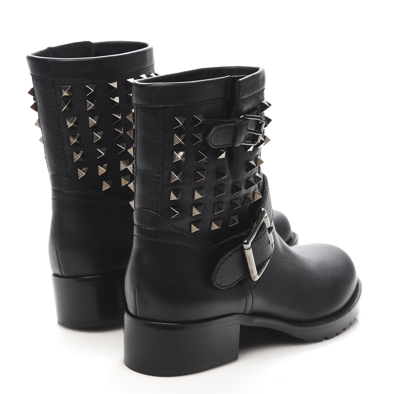 Valentino Garavani Calfskin Rockstud 30mm Biker Boots 37 Black 4 of 8