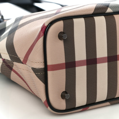 Burberry Patent Trim Nova Check Medium Shopper Tote Black 7 of 8