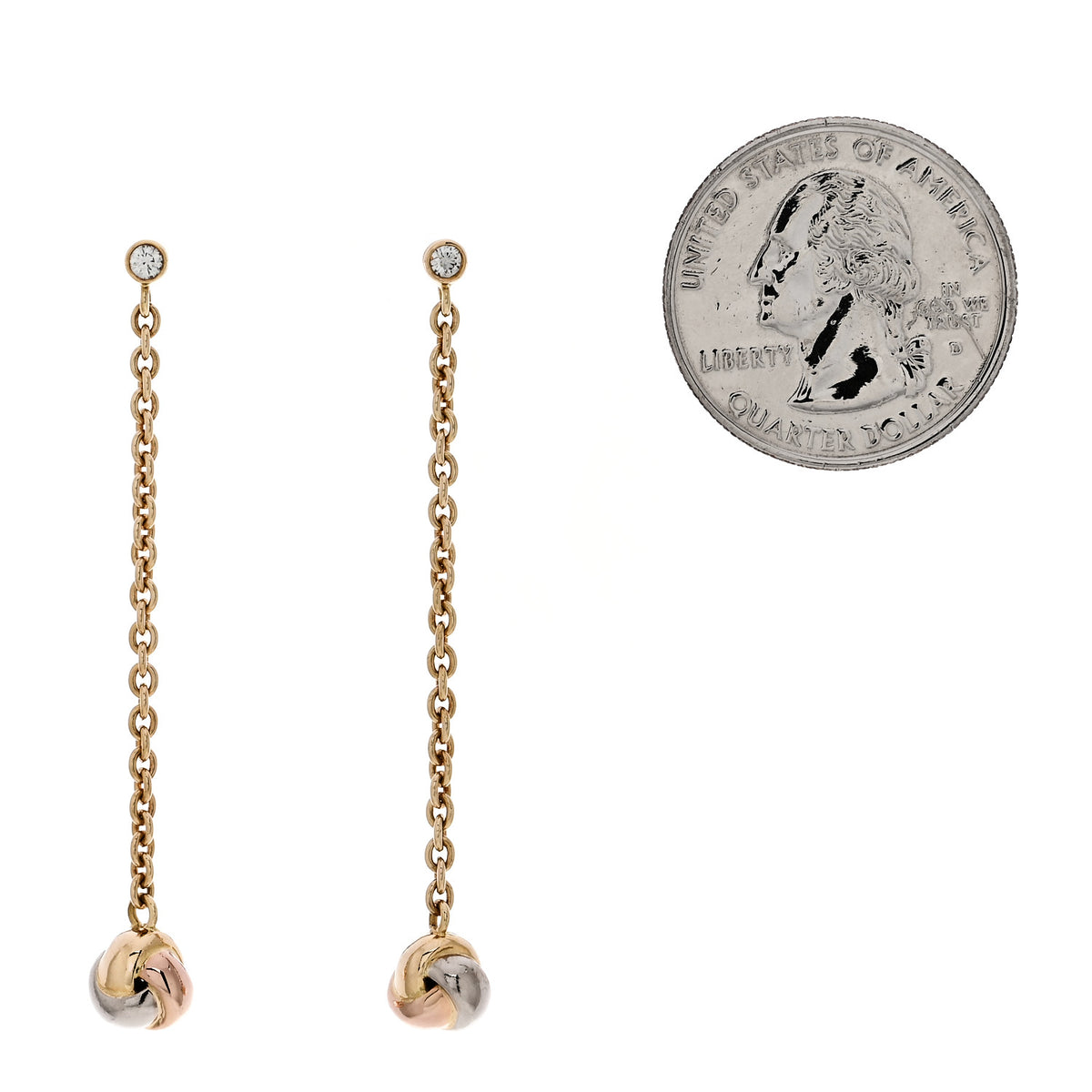 Cartier 18K Pink Yellow White Gold Baby Trinity Drop Earrings 2 of 5