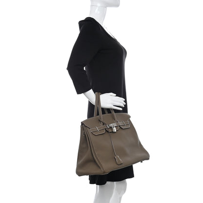 Hermes Taurillon Clemence Birkin 35 Etoupe 2 of 10