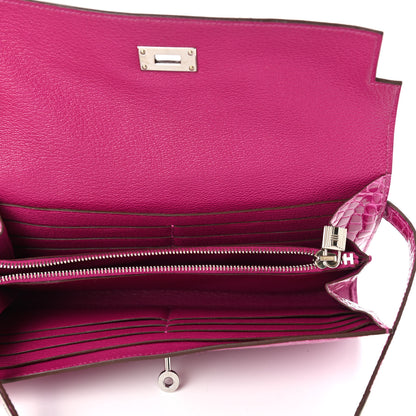 Hermes Shiny Alligator Kelly Longue Wallet Rose Scheherazade 5 of 9