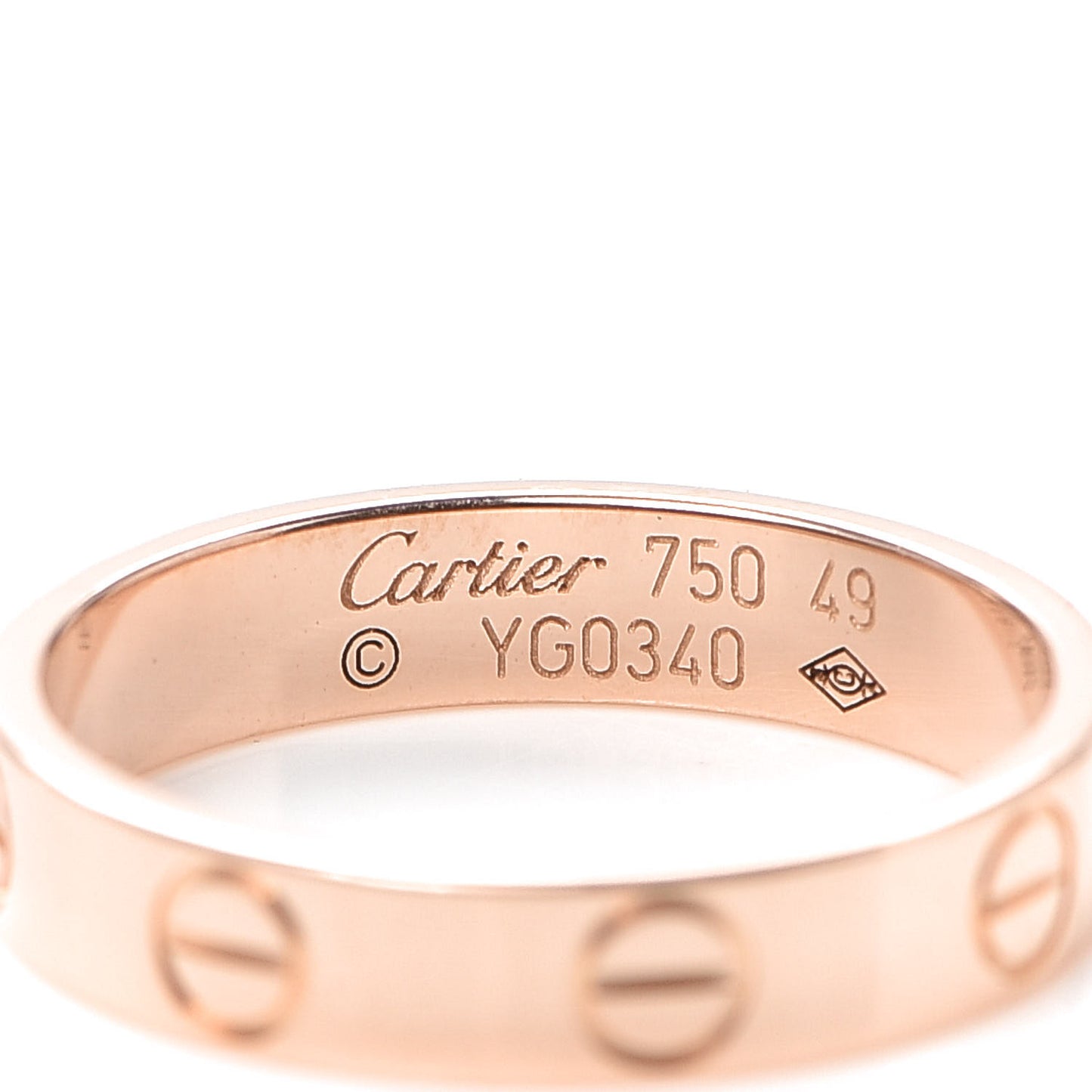 18K Pink Gold 3.5mm LOVE Wedding Band Ring 49 4.75