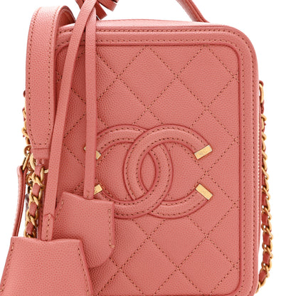 Chanel Caviar Quilted CC North South Filigree Vanity Case Pink 8 of 10