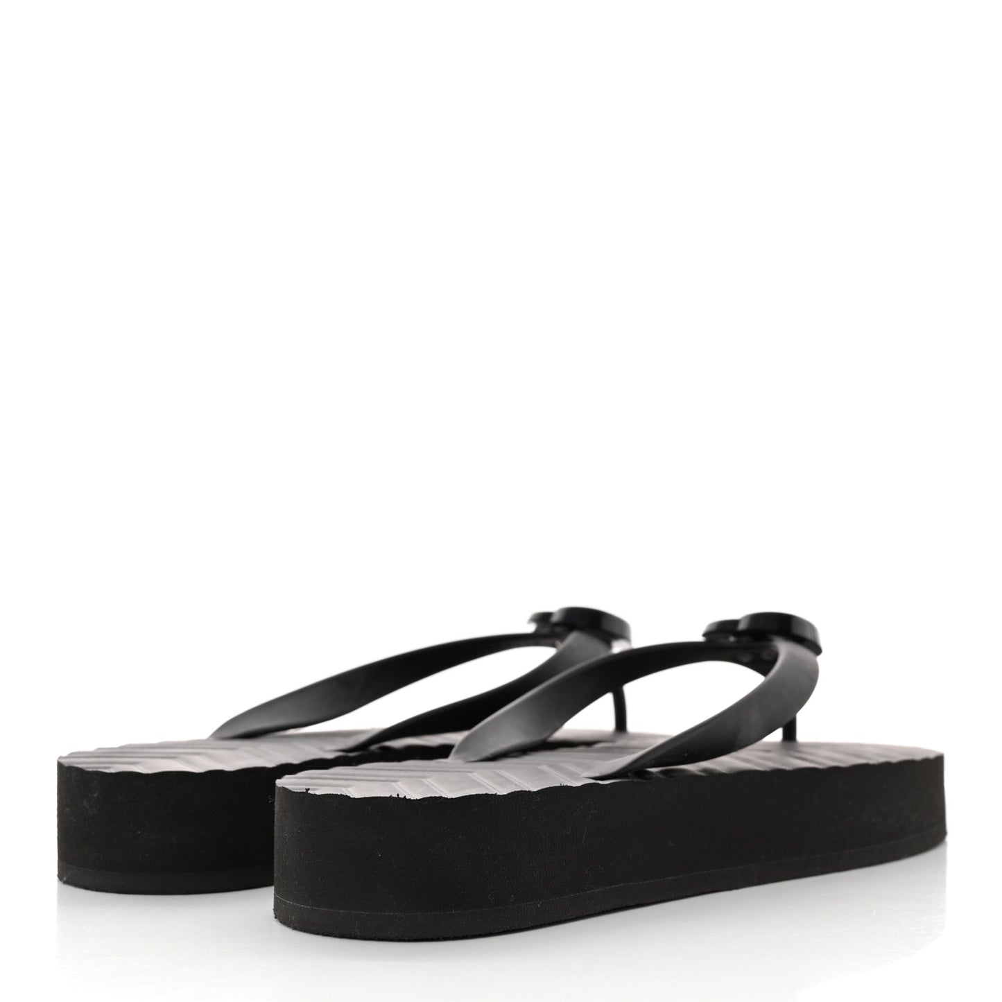 Rubber Chevron Womens GG Thong Sandals 39 Black