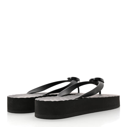 Gucci Rubber Chevron Womens GG Thong Sandals 39 Black 4 of 11