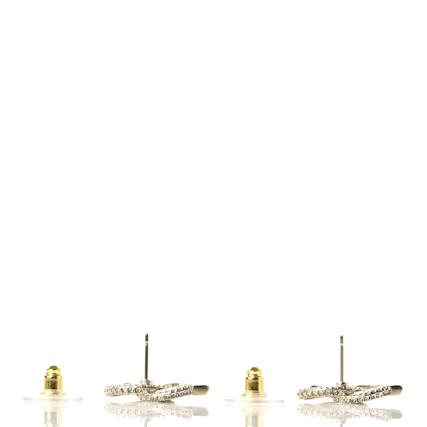 Chanel Crystal Timeless CC Earrings Light Gold 3 of 5