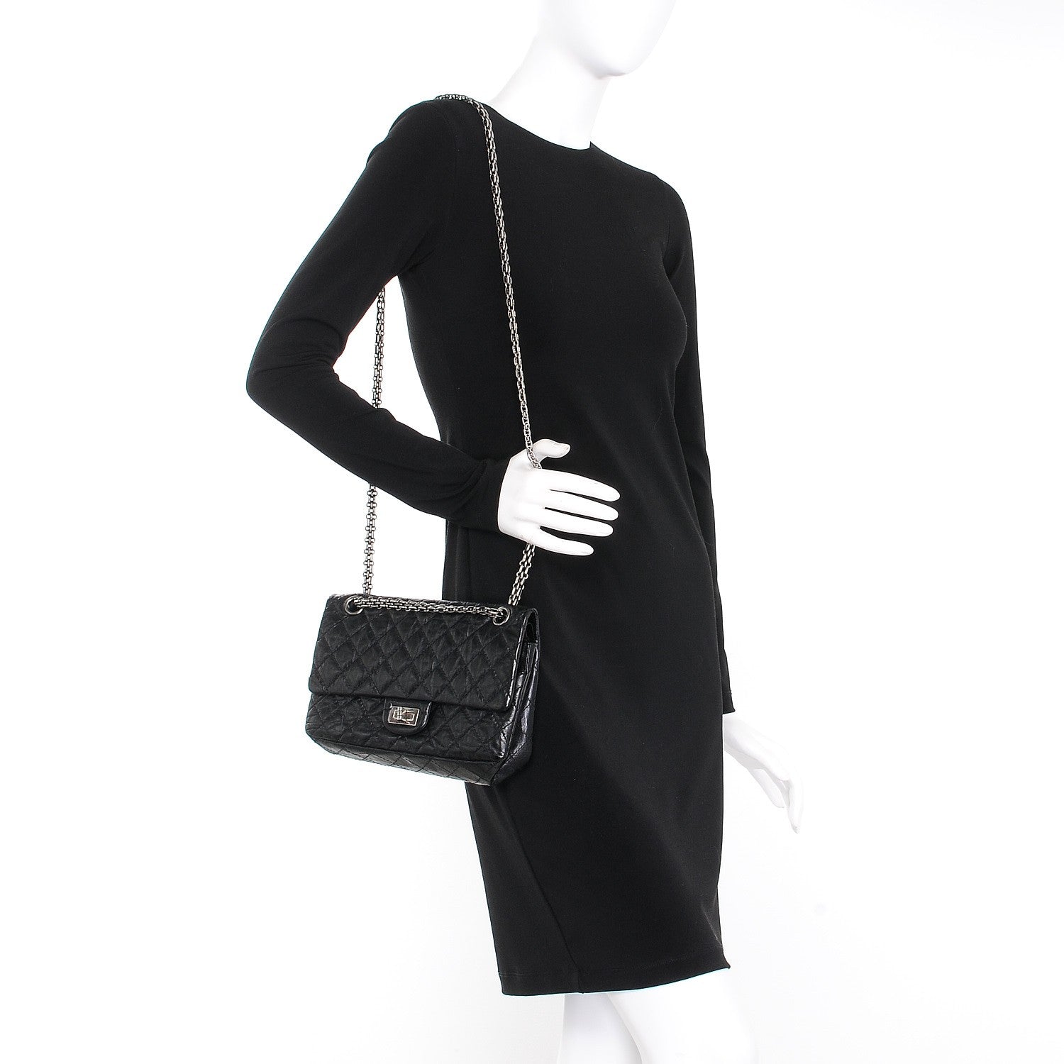 Chanel Aged Calfskin Quilted 2.55 Reissue 225 Flap Black 3 of 9