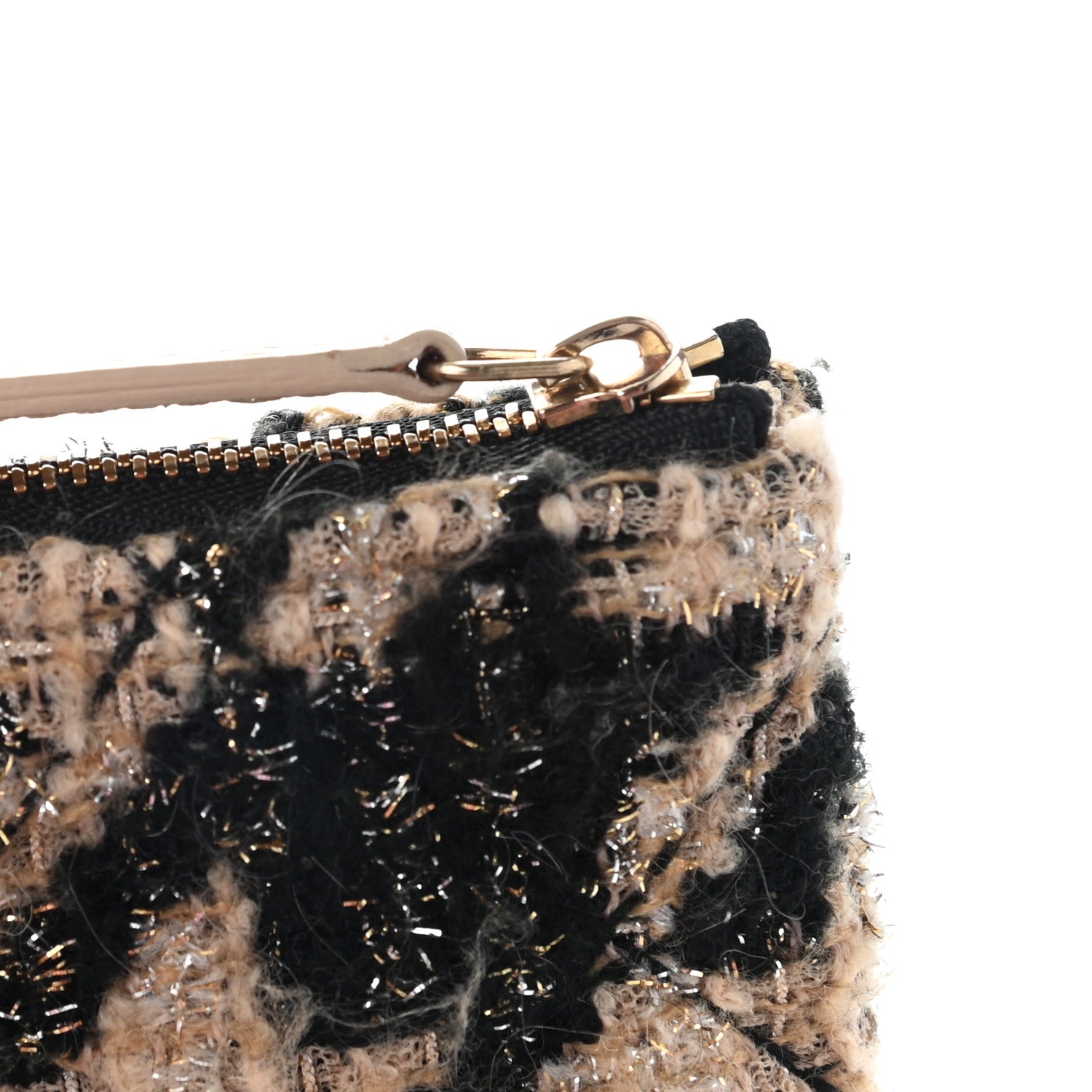 Chanel Tweed Shearling Quilted Chanel Cosmetic Pouch Beige Black 10 of 10