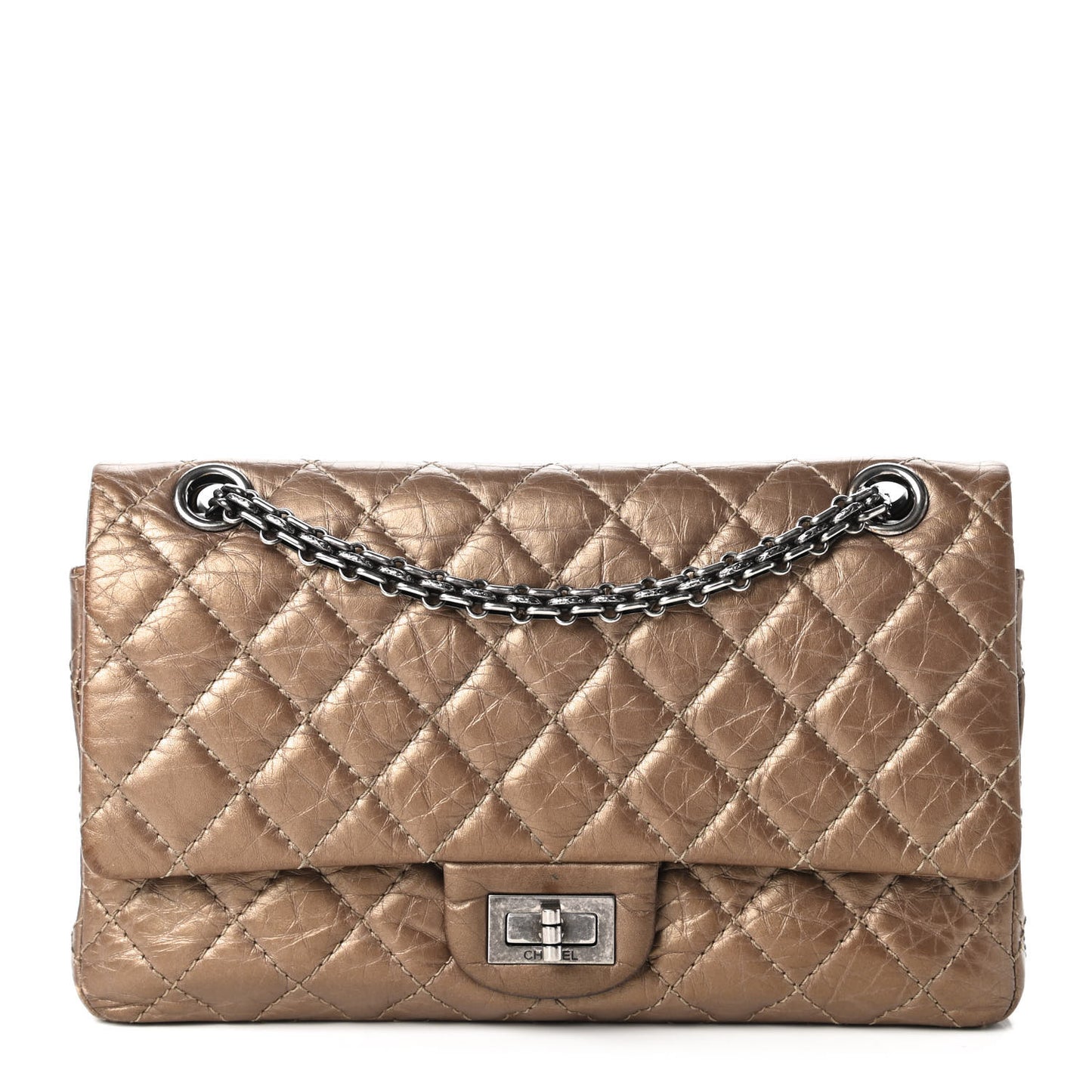 Metallic Aged Calfskin Quilted 2.55 Reissue 225 Flap Bronze