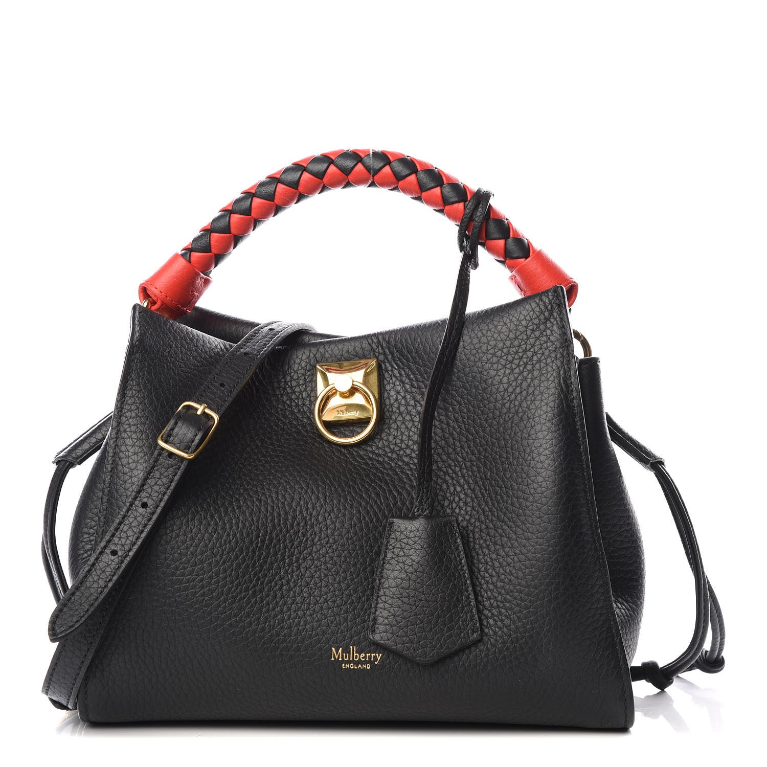Mulberry Heavy Grain Small Iris Tote Black Red 1 of 10