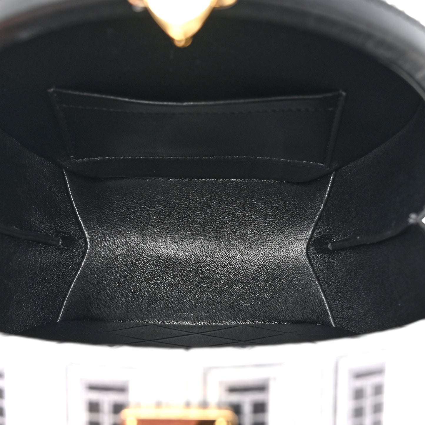X FORNASETTI Calfskin Architettura Petite Boite Chapeau White Black