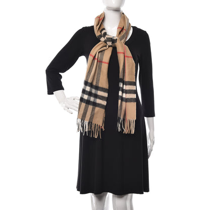 Burberry Cashmere Giant Check Fringe Scarf Archive Beige 2 of 5