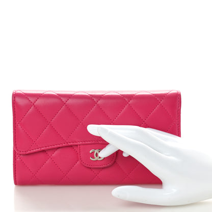 Chanel Lambskin Quilted Large Flap Wallet Fuchsia 2 of 10