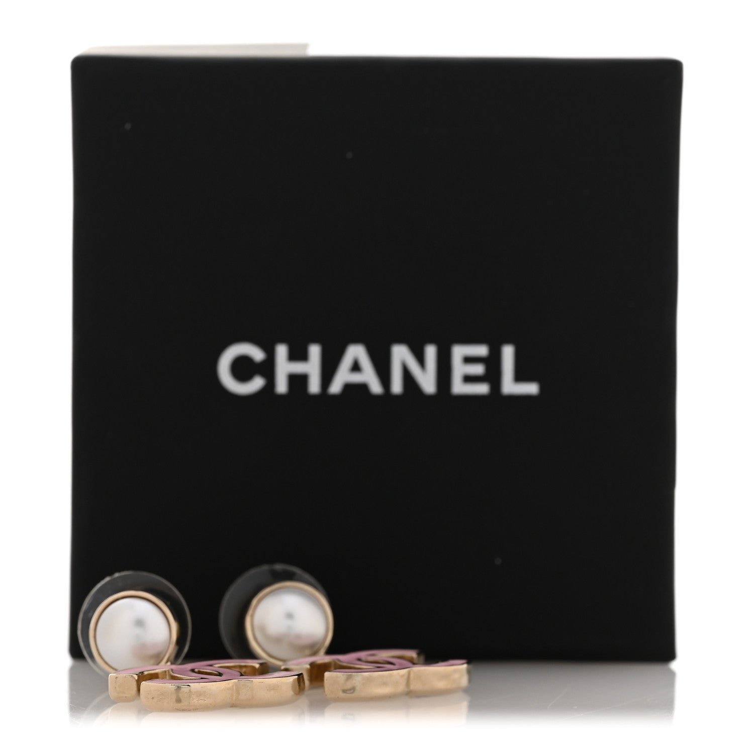 Chanel Pearl Enamel CC Drop Earrings Pink 5 of 5