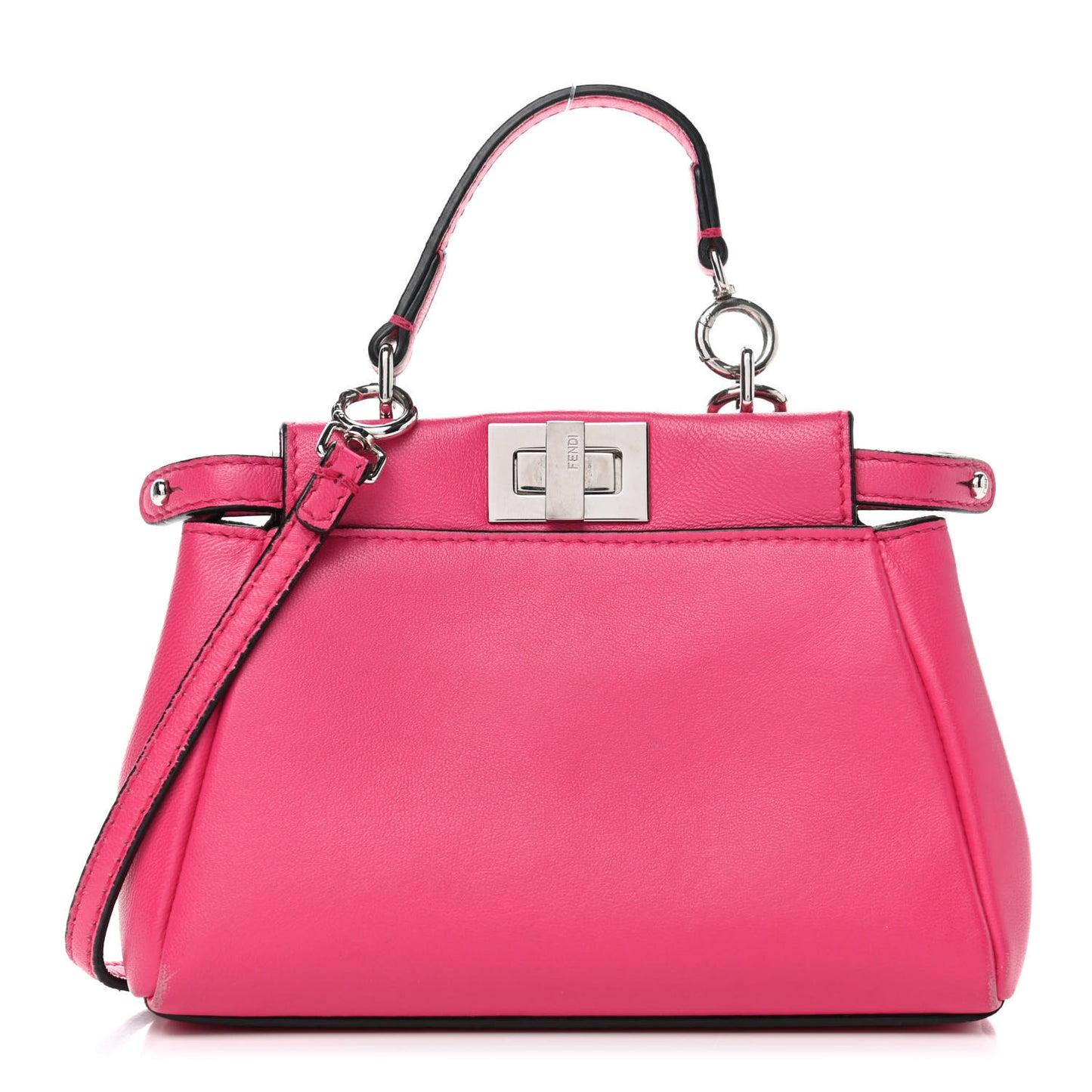 Shiny Nappa Micro Peekaboo Iconic Satchel Fuxia