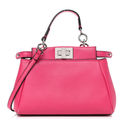 Fendi Shiny Nappa Micro Peekaboo Iconic Satchel Fuxia 1 of 4