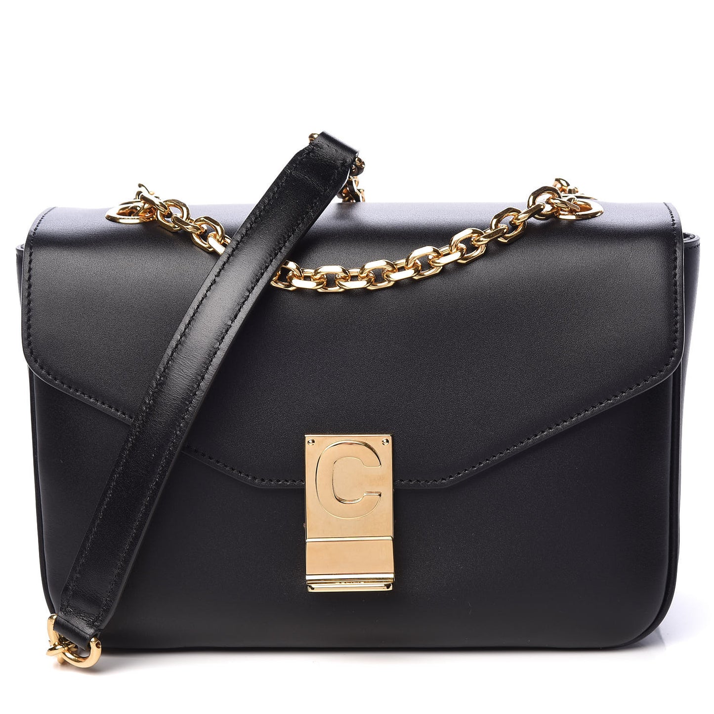 Shiny Calfskin Medium C Bag Black
