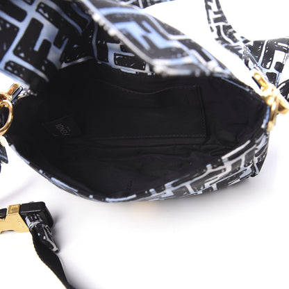 Fendi X JOSHUA VIDES Nylon FF Cloudy Mini Belt Baguette Bag White Celeste Black 6 of 11