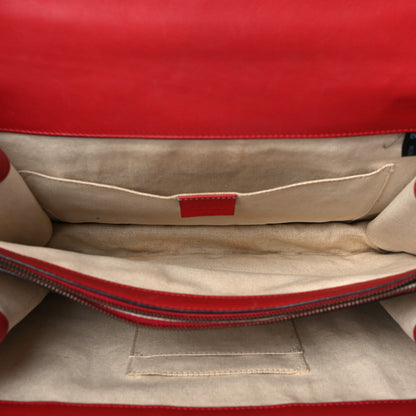 Gucci Moon Calfskin Web Large Dionysus Bamboo Top Handle Bag Hibiscus Red 4 of 9