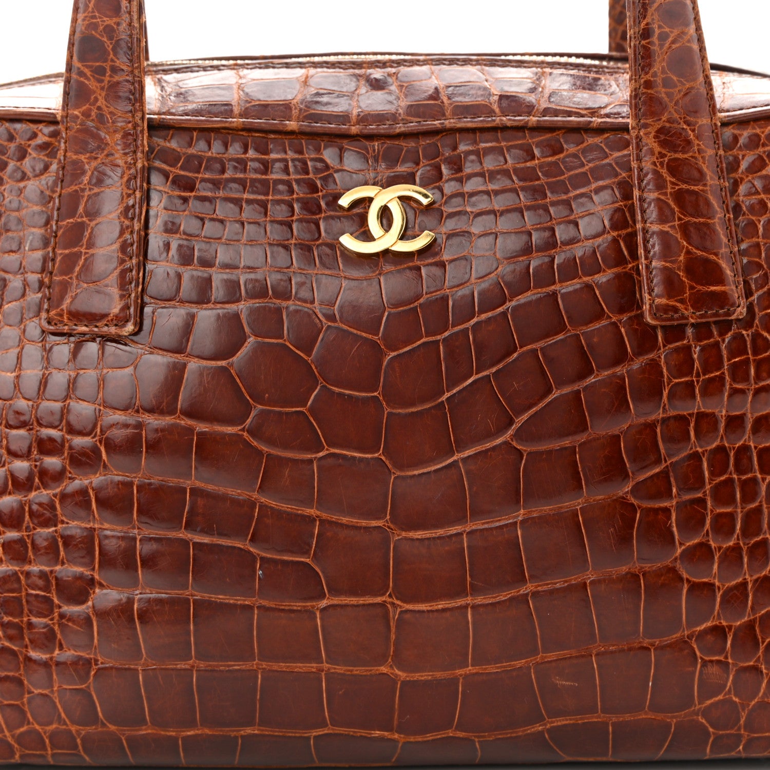 Chanel Alligator Bowler Bag Brown 8 of 12