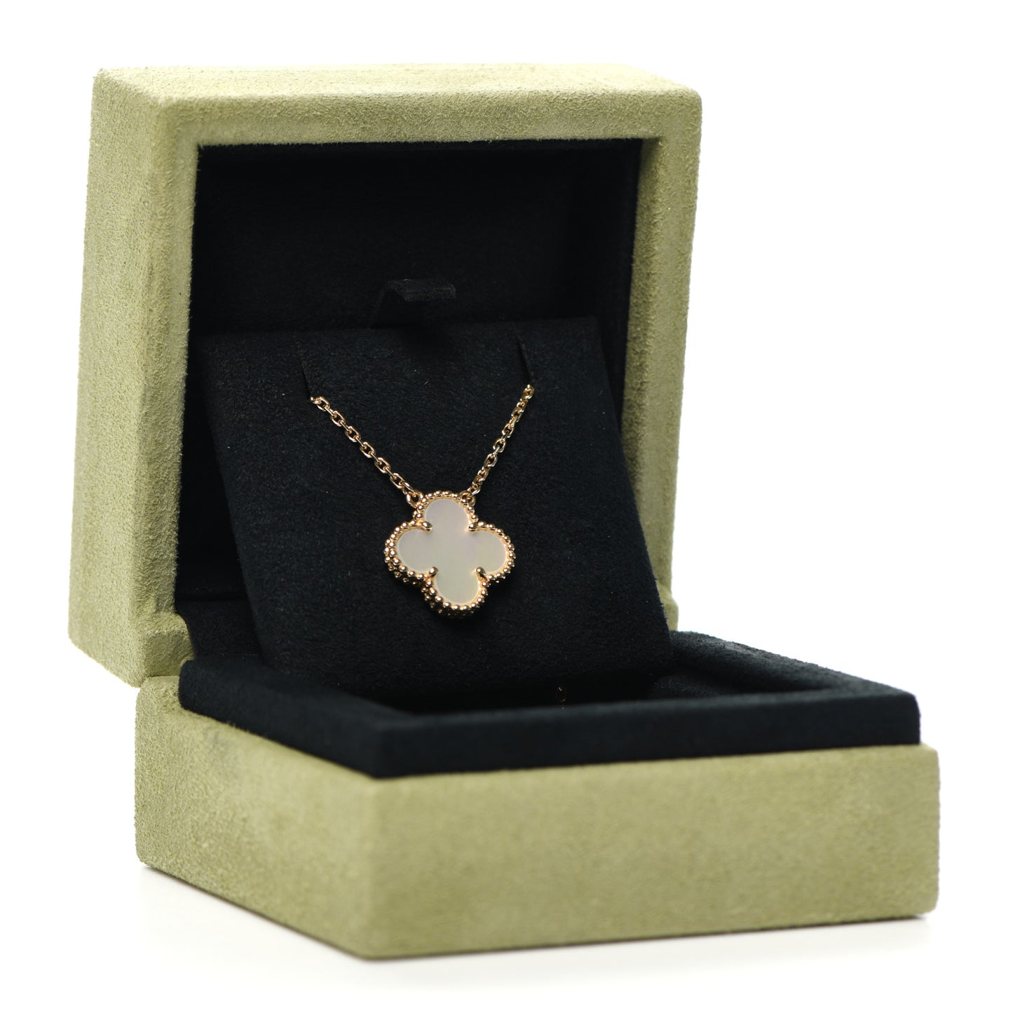 18K Yellow Gold Mother of Pearl Vintage Alhambra Pendant Necklace