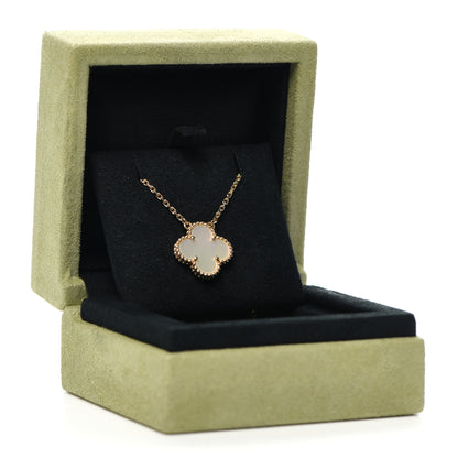 Van Cleef & Arpels 18K Yellow Gold Mother of Pearl Vintage Alhambra Pendant Necklace 11 of 12
